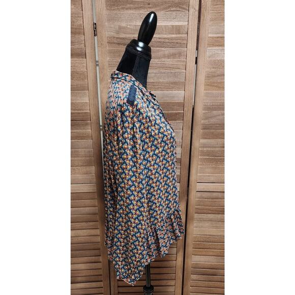 Maeve By Anthropologie Orange Janie Flounced Peasant Long-Sleeve Blouse Size 14 - Picture 4 of 8